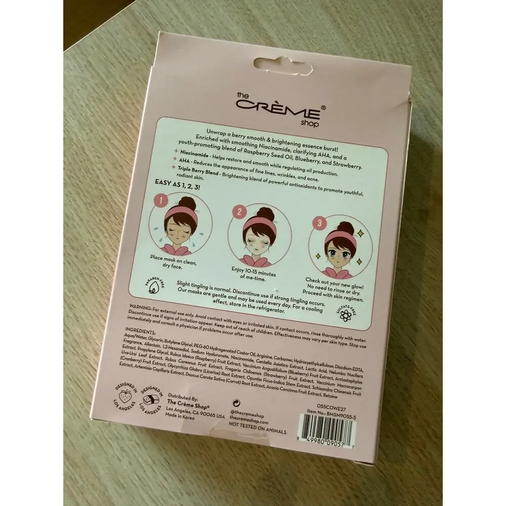 The Crème Shop Berry Merry Skin Sheet Mask Set 5-Pack K-Beauty